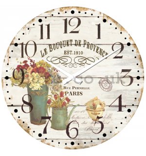 Glass wall clock: Le Bouquet de Provence - 30 cm
