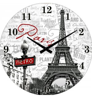 Glass wall clock: Paris - 34 cm