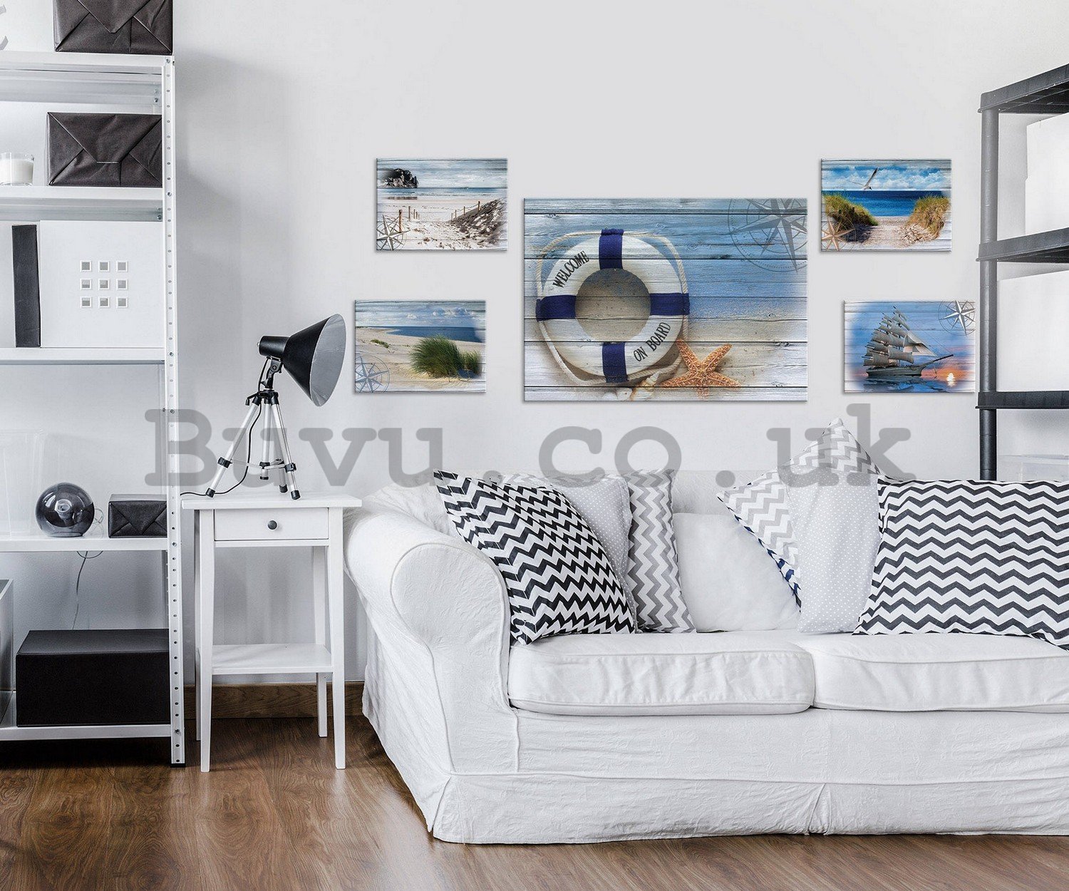 Painting on canvas: The sea - set 1pc 70x50 cm and 4pc 32,4x22,8 cm