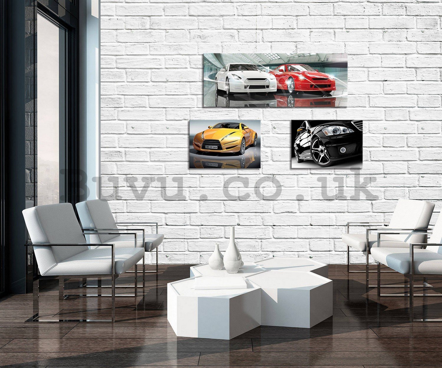 Painting on canvas: Sports Cars - set 1pc 80x30 cm and 2pc 37,5x24,8 cm