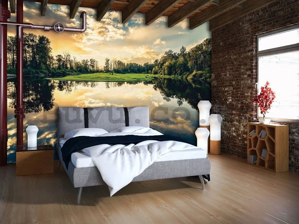 Wall Mural: Clouds in the lake - 368x254 cm