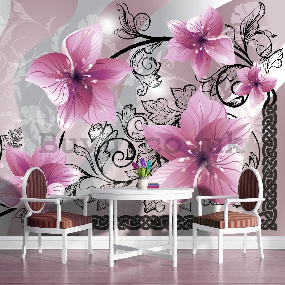 Wall Mural: Pink flowers - 368x254 cm