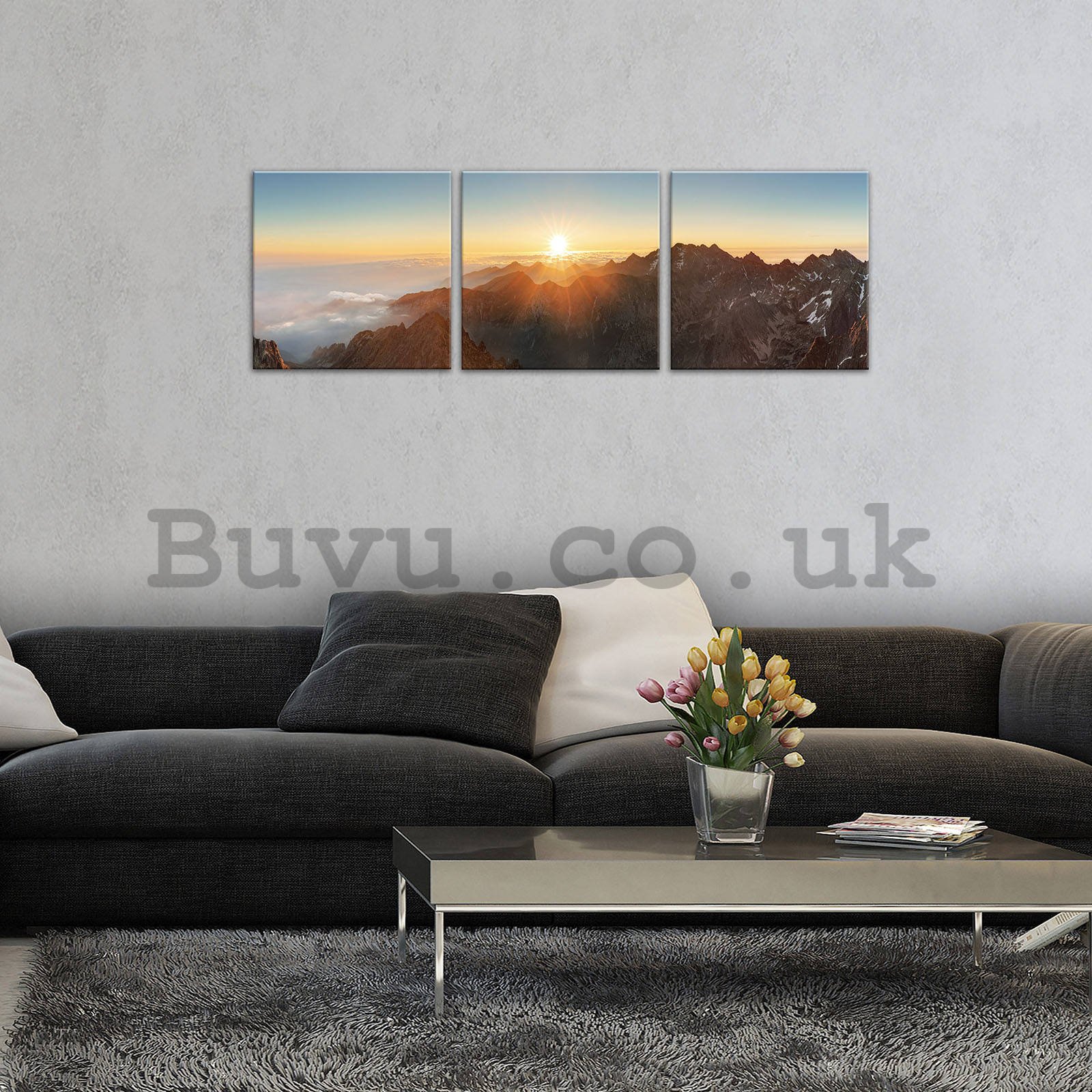 Painting on canvas: Mountain sunset - set 3pcs 25x25cm