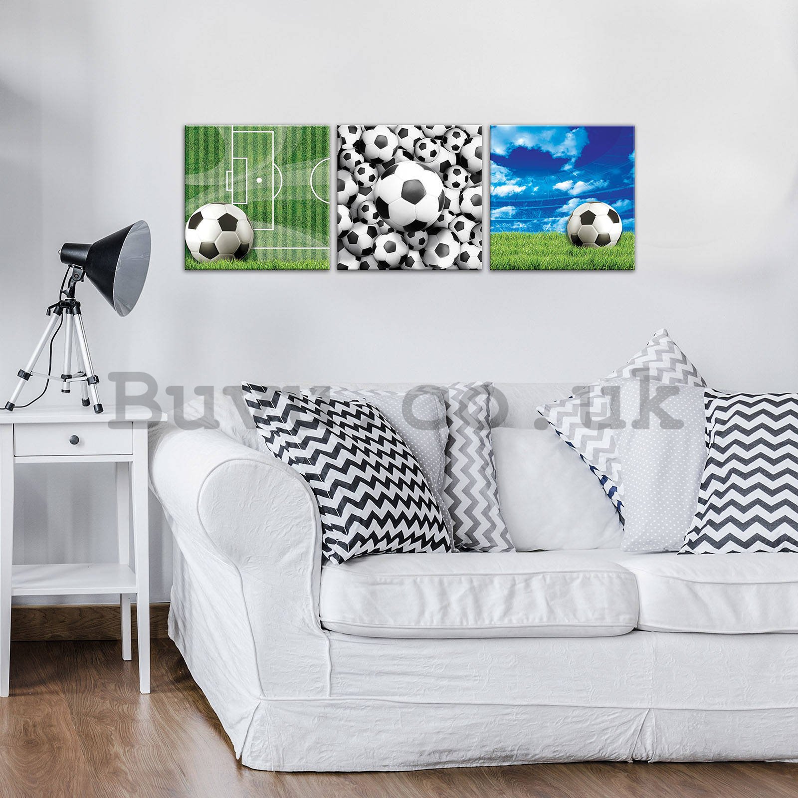 Painting on canvas: Football balls - set 3pcs 25x25cm