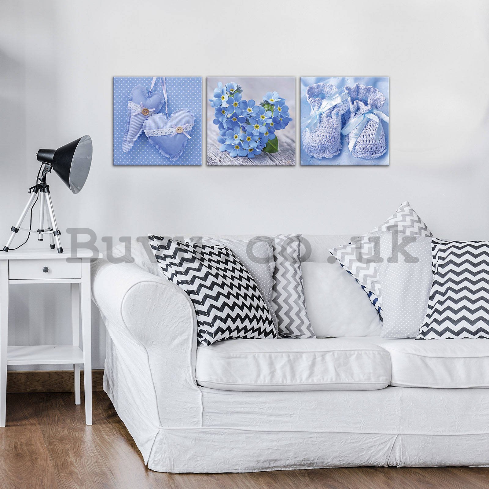 Painting on canvas: Blue still life - set 3pcs 25x25cm