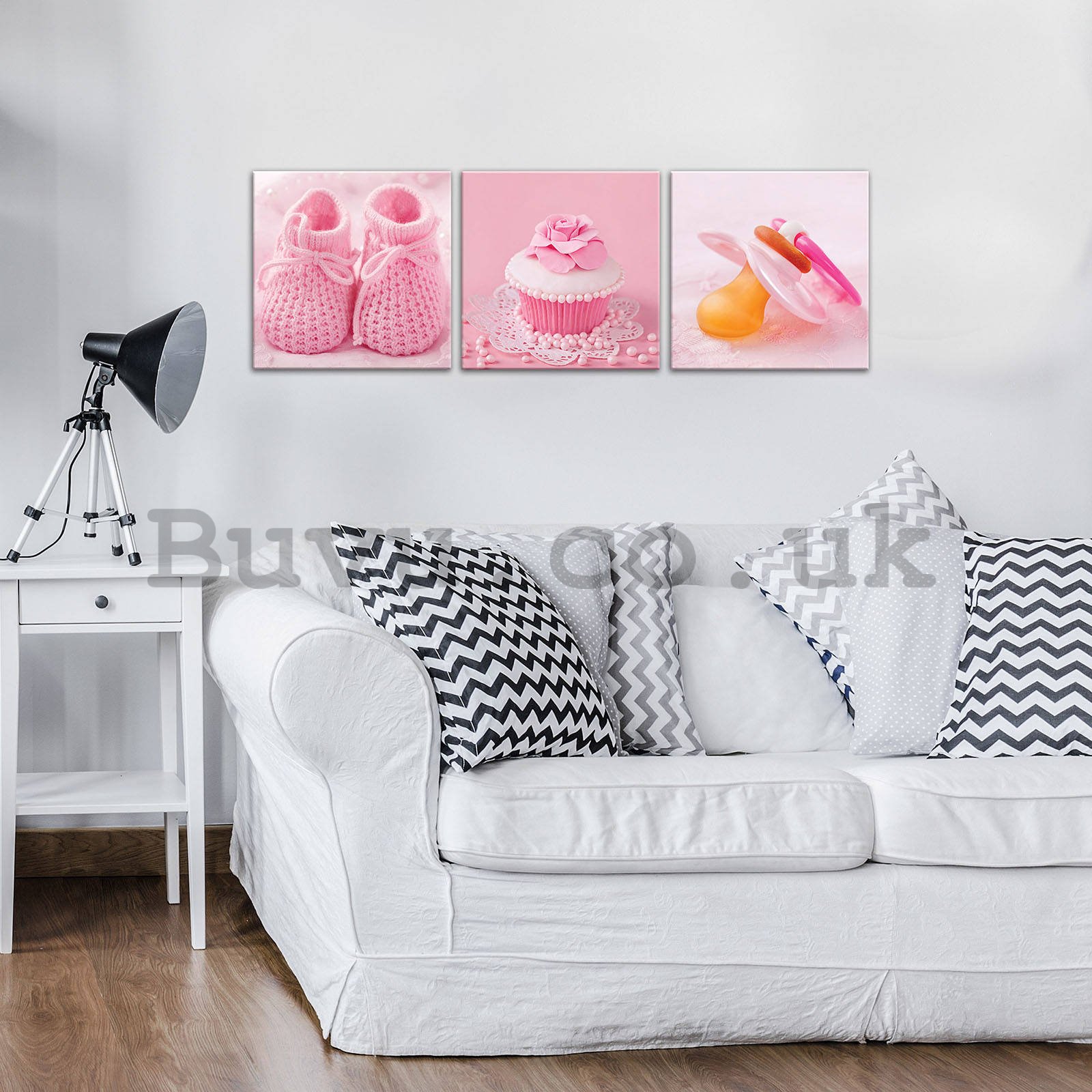 Painting on canvas: Pink details - set 3pcs 25x25cm