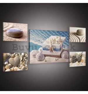 Painting on canvas: Pebbles (1) - set 1pc 70x50 cm and 4pc 32,4x22,8 cm
