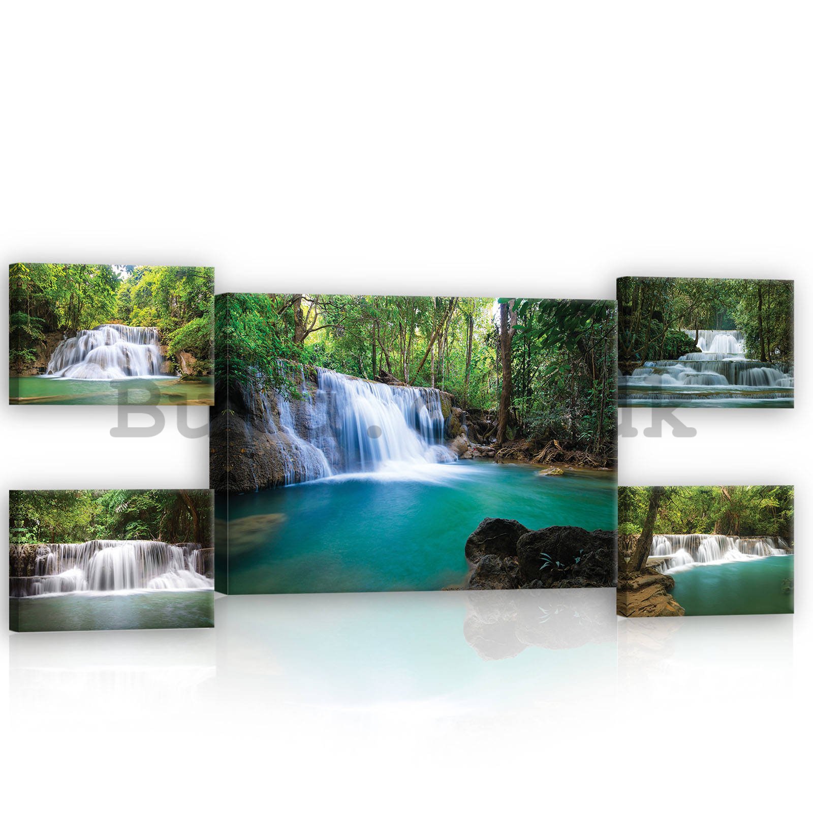 Painting on canvas: Waterfalls (2) - set 1pc 70x50 cm and 4pc 32,4x22,8 cm
