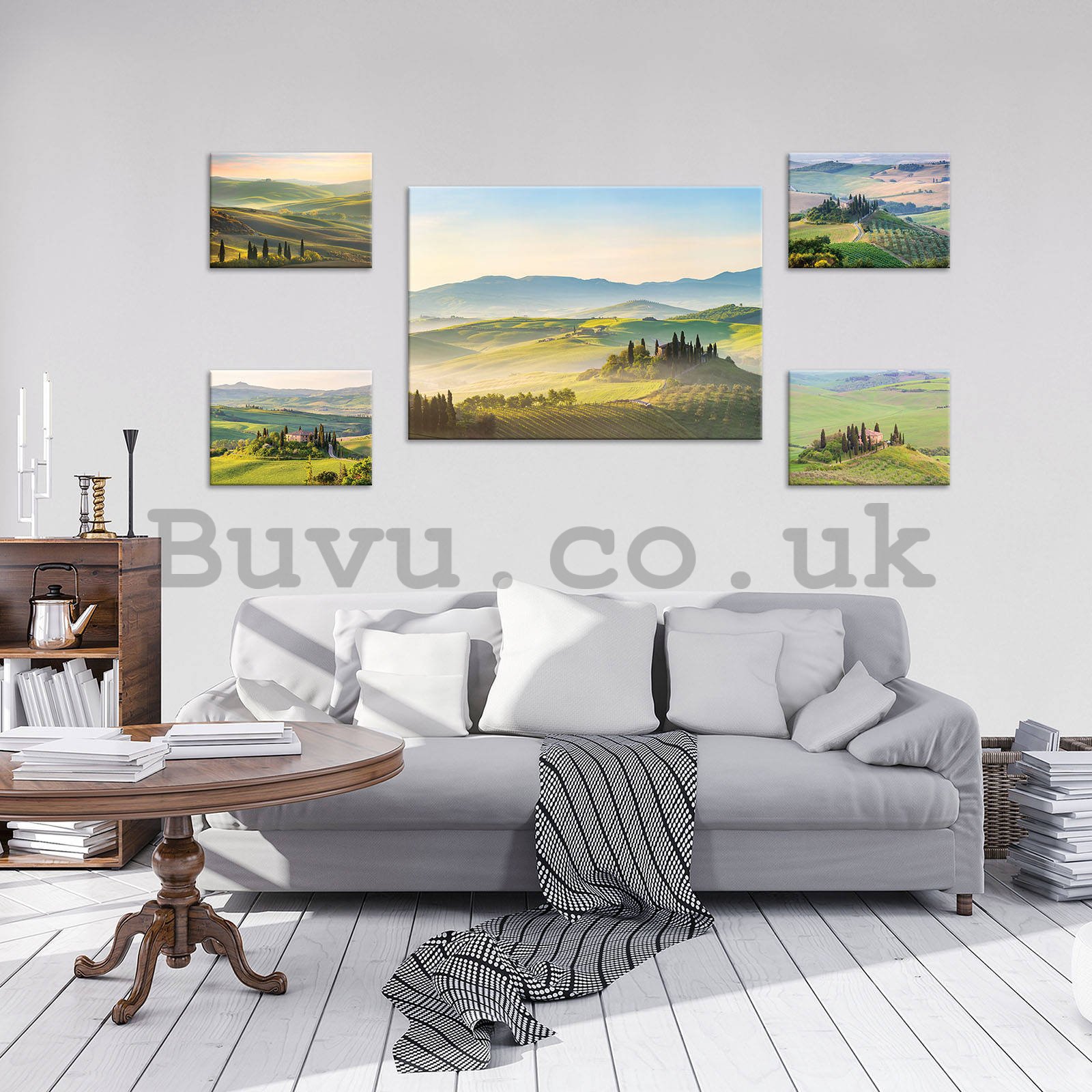 Painting on canvas: Tuscany - set 1pc 70x50 cm and 4pc 32,4x22,8 cm