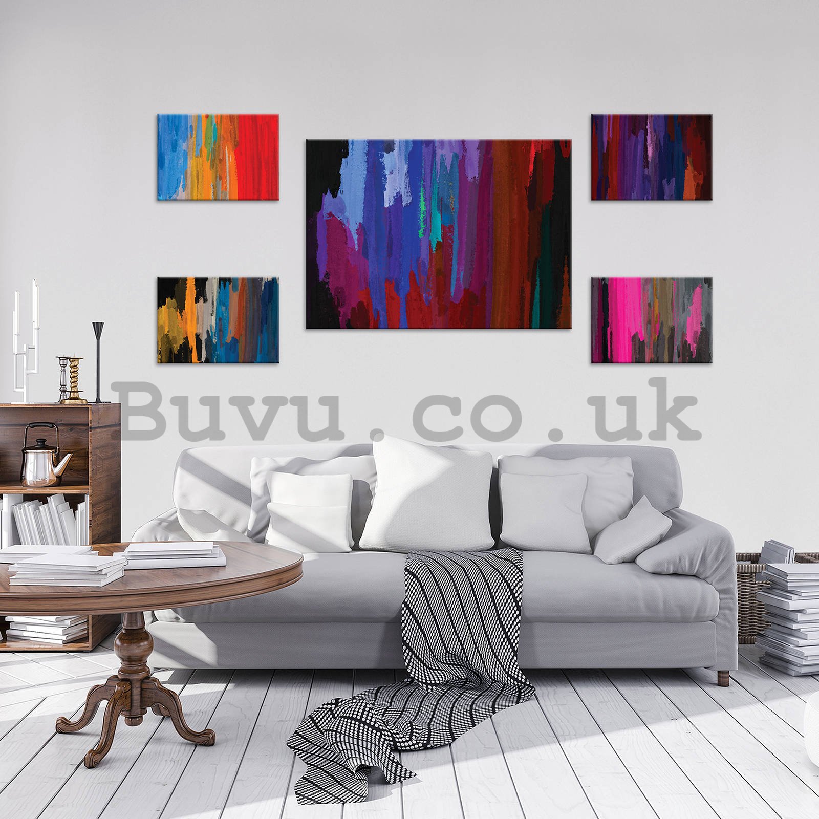 Painting on canvas: Brush strokes - set 1pc 70x50 cm and 4pc 32,4x22,8 cm