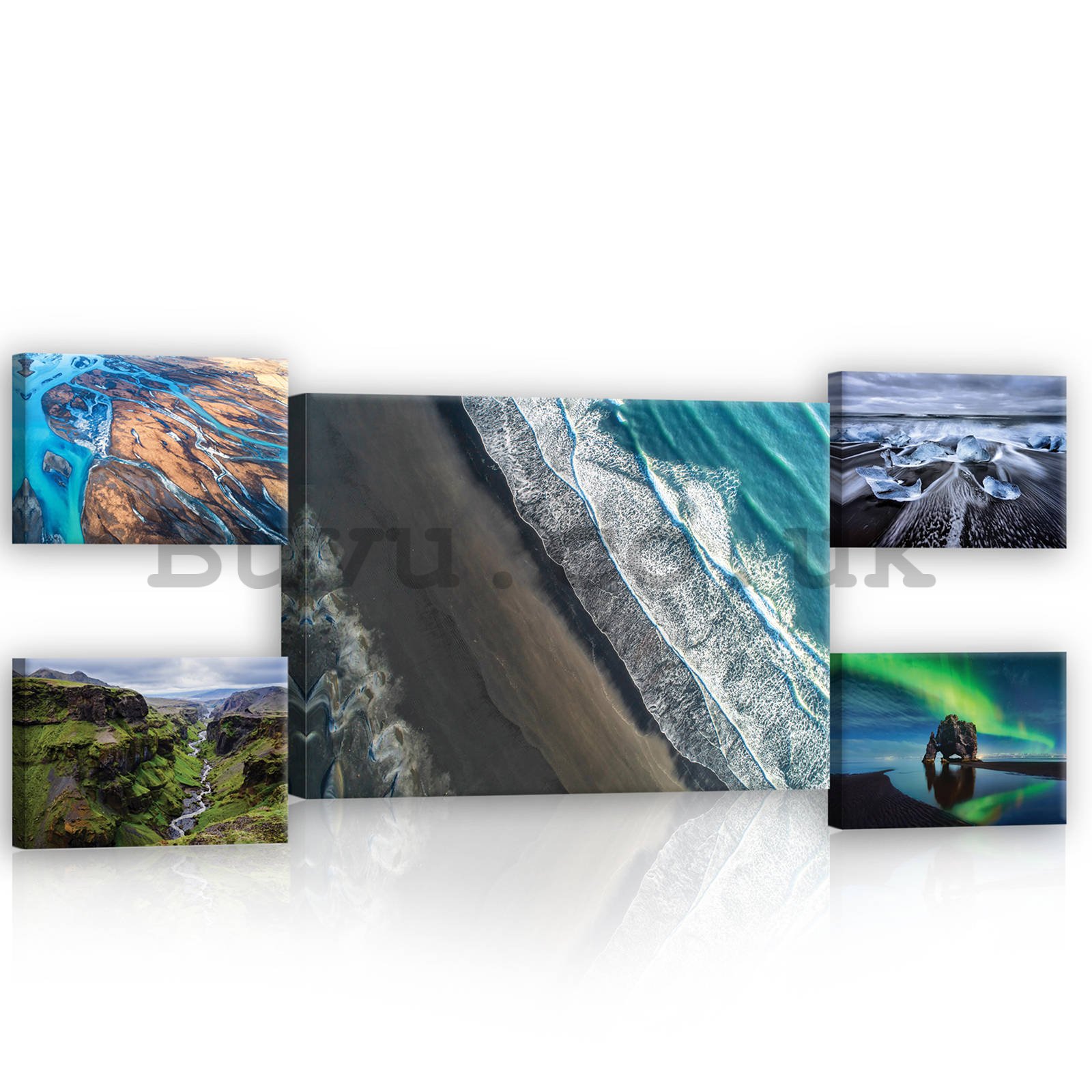 Painting on canvas: Multicolored views (1) - set 1pc 70x50 cm and 4pc 32,4x22,8 cm