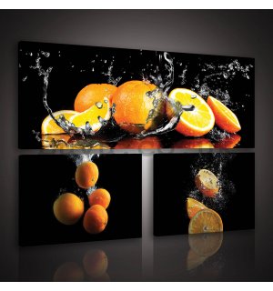 Painting on canvas: Oranges (1) - set 1pc 80x30 cm and 2pc 37,5x24,8 cm