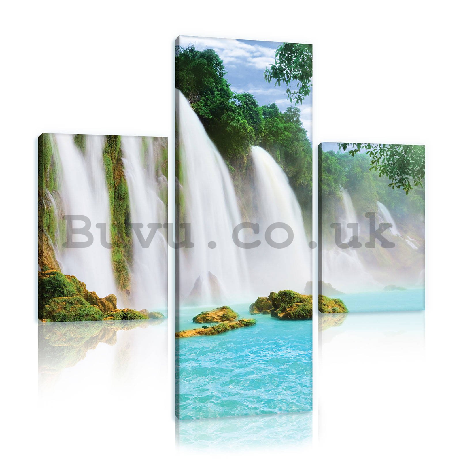 Painting on canvas: Waterfalls (1) - set 1pc 80x30 cm and 2pc 37,5x24,8 cm