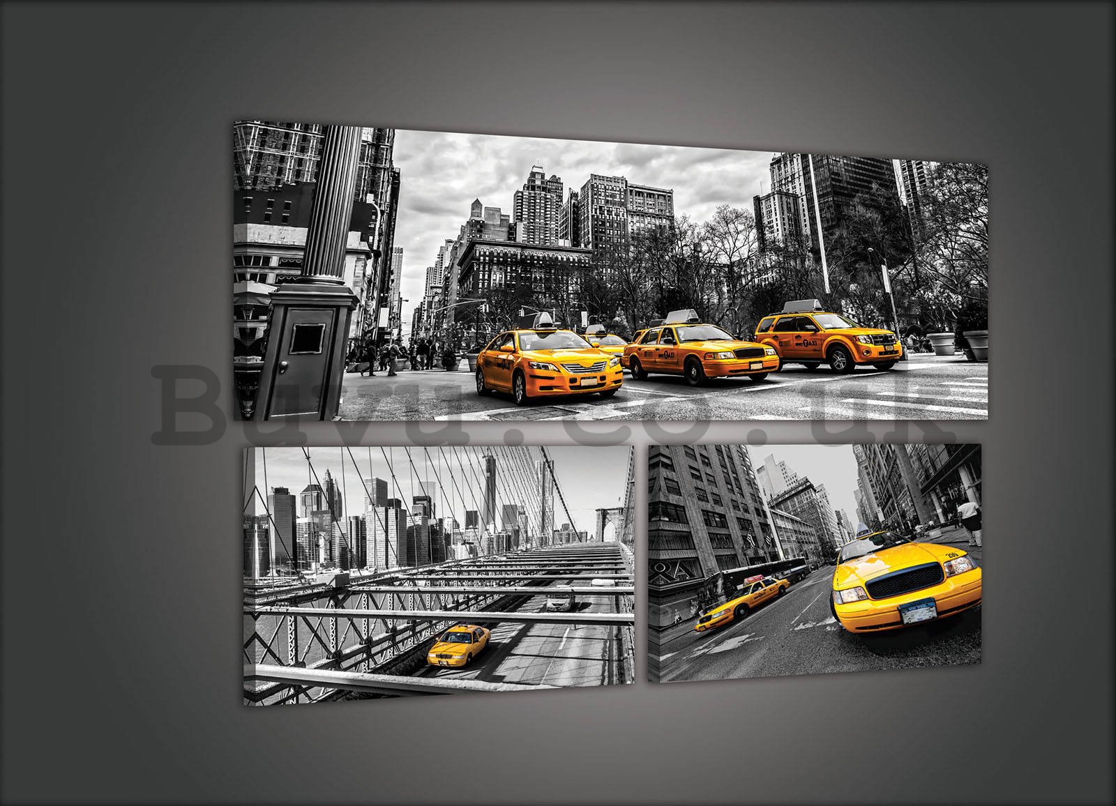Painting on canvas: New York Taxi (1) - set 1pc 80x30 cm and 2pc 37,5x24,8 cm