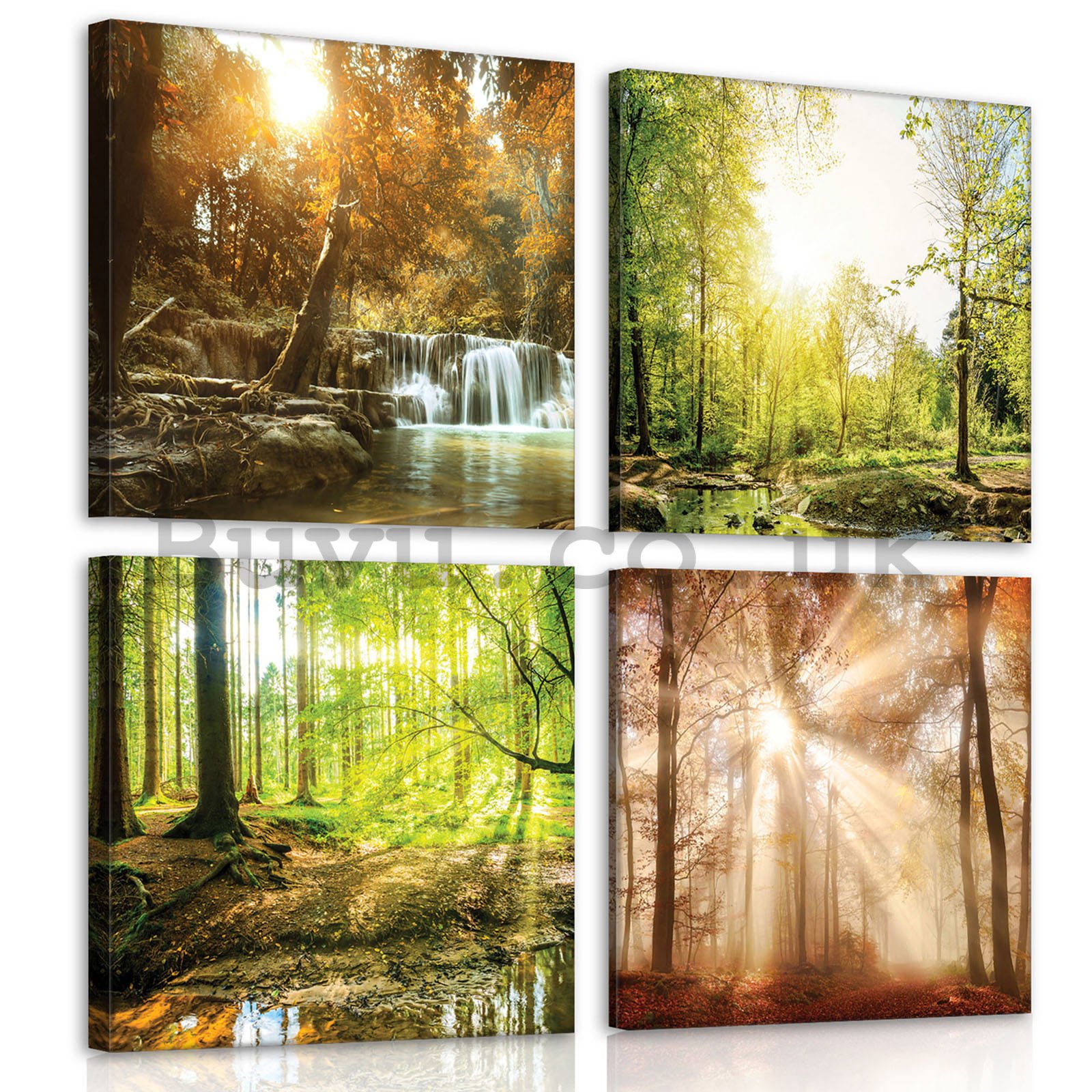 Painting on canvas: Forest views (1) - set 4pcs 25x25cm