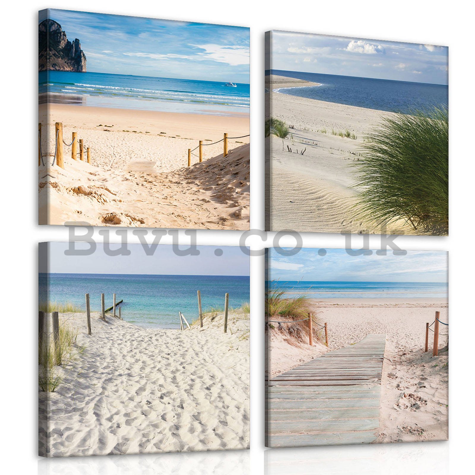 Painting on canvas: Beach Paths (1) - set 4pcs 25x25cm