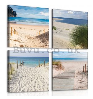 Painting on canvas: Beach Paths (1) - set 4pcs 25x25cm