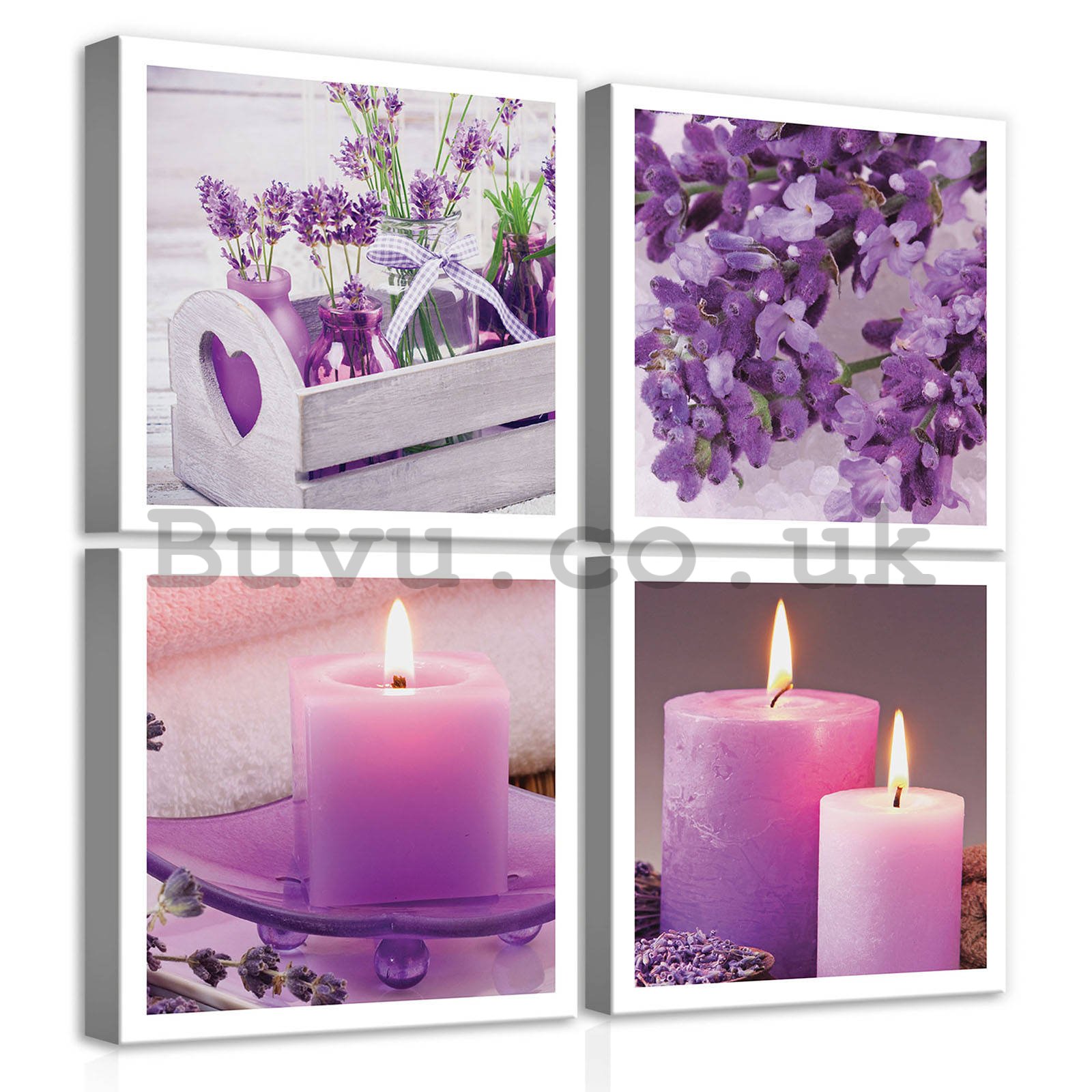 Painting on canvas: Lavender & Candles (1) - set 4pcs 25x25cm