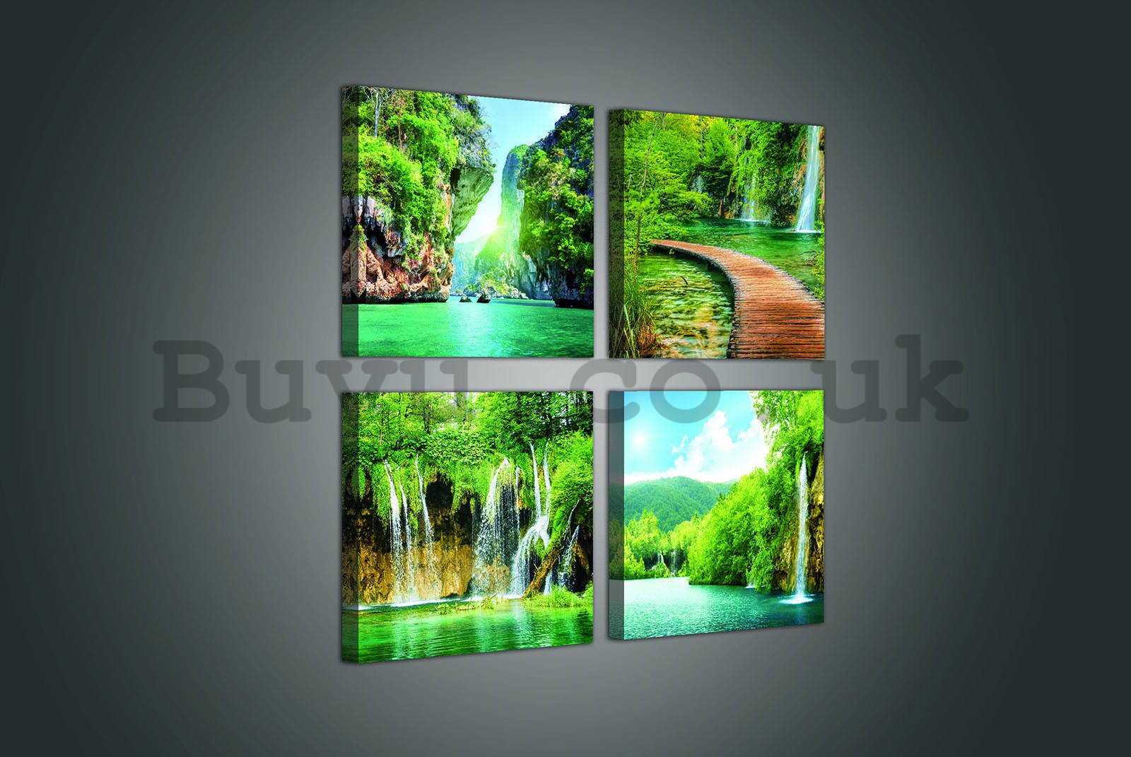 Painting on canvas: Water in nature - set 4pcs 25x25cm