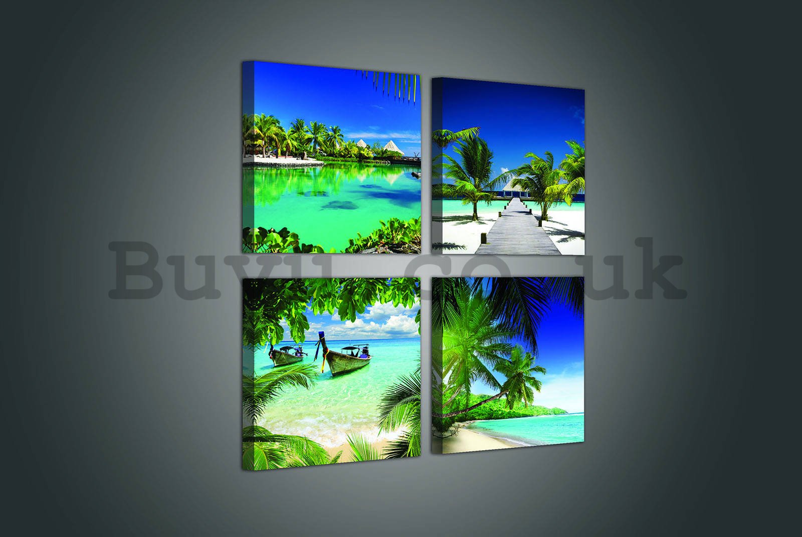 Painting on canvas: Tropical paradise - set 4pcs 25x25cm