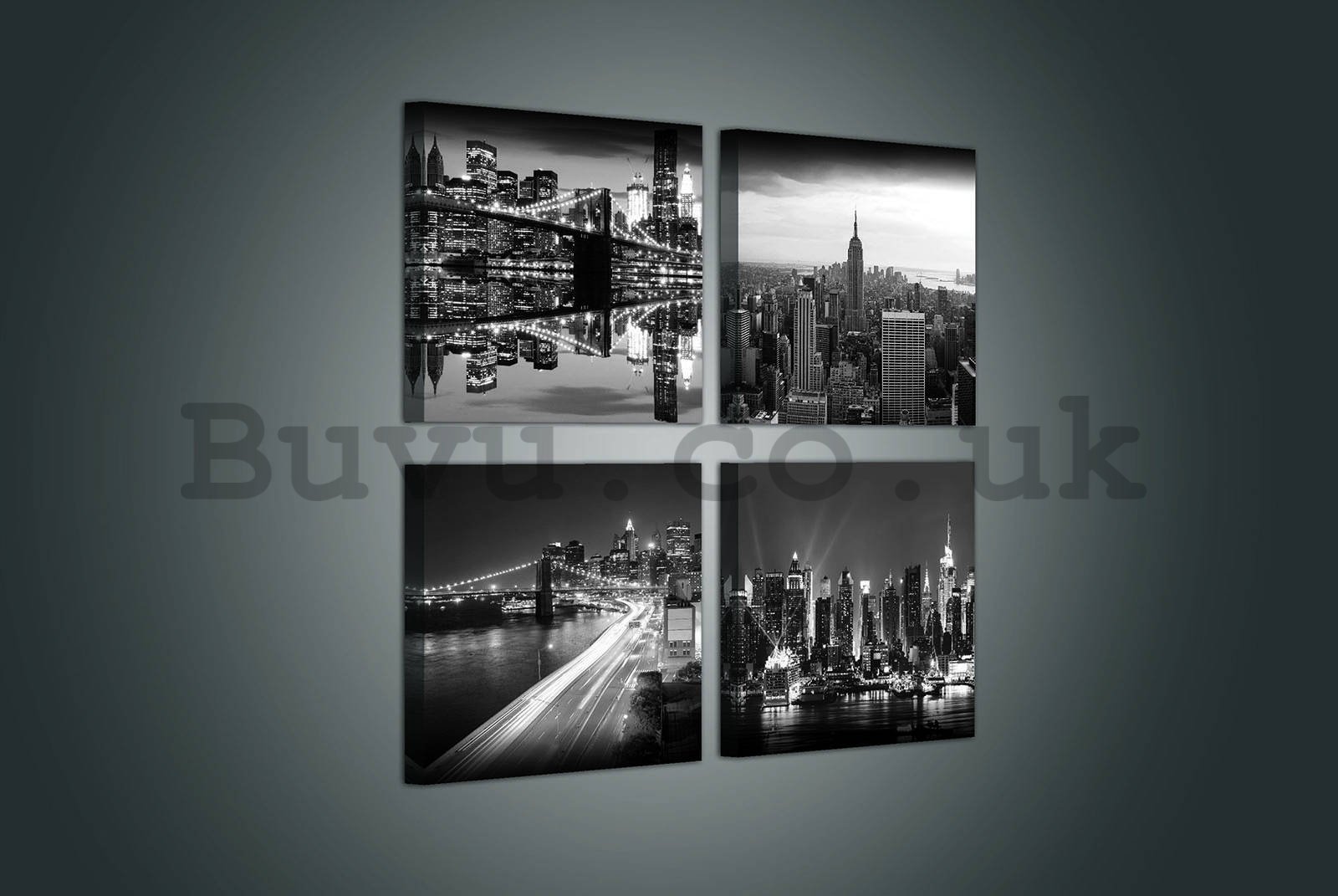 Painting on canvas: Black and White New York (2) - set 4pcs 25x25cm