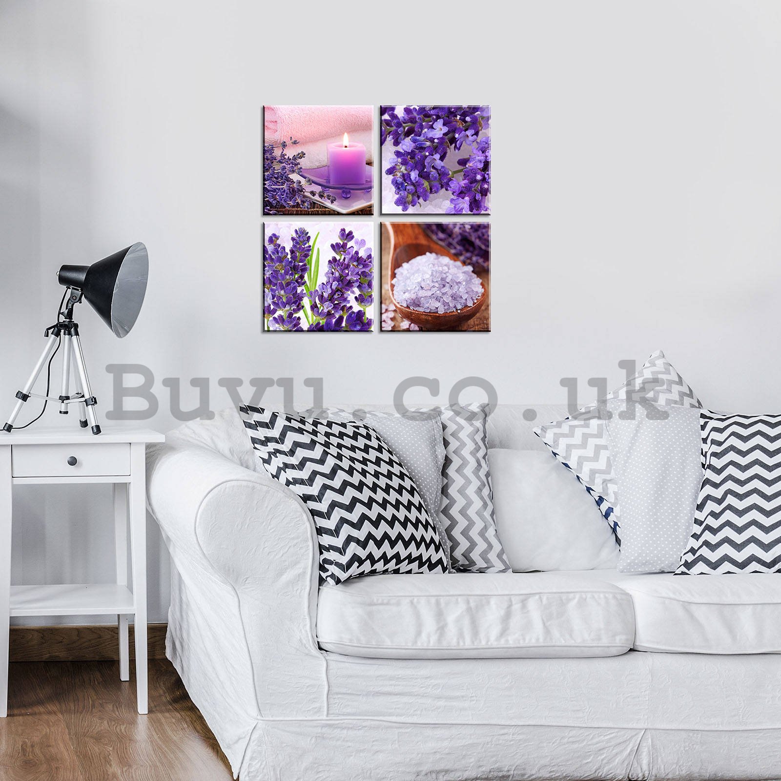 Painting on canvas: Lavender & Candles (2) - set 4pcs 25x25cm
