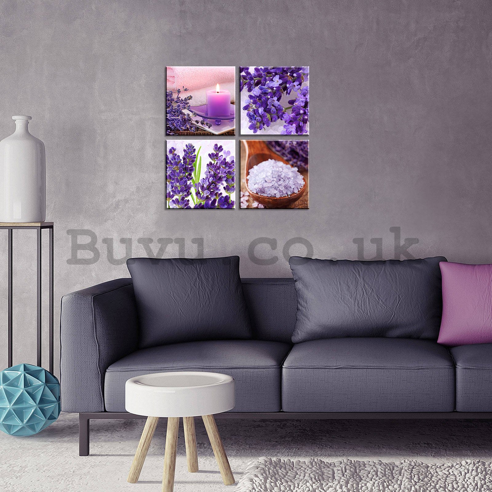 Painting on canvas: Lavender & Candles (2) - set 4pcs 25x25cm
