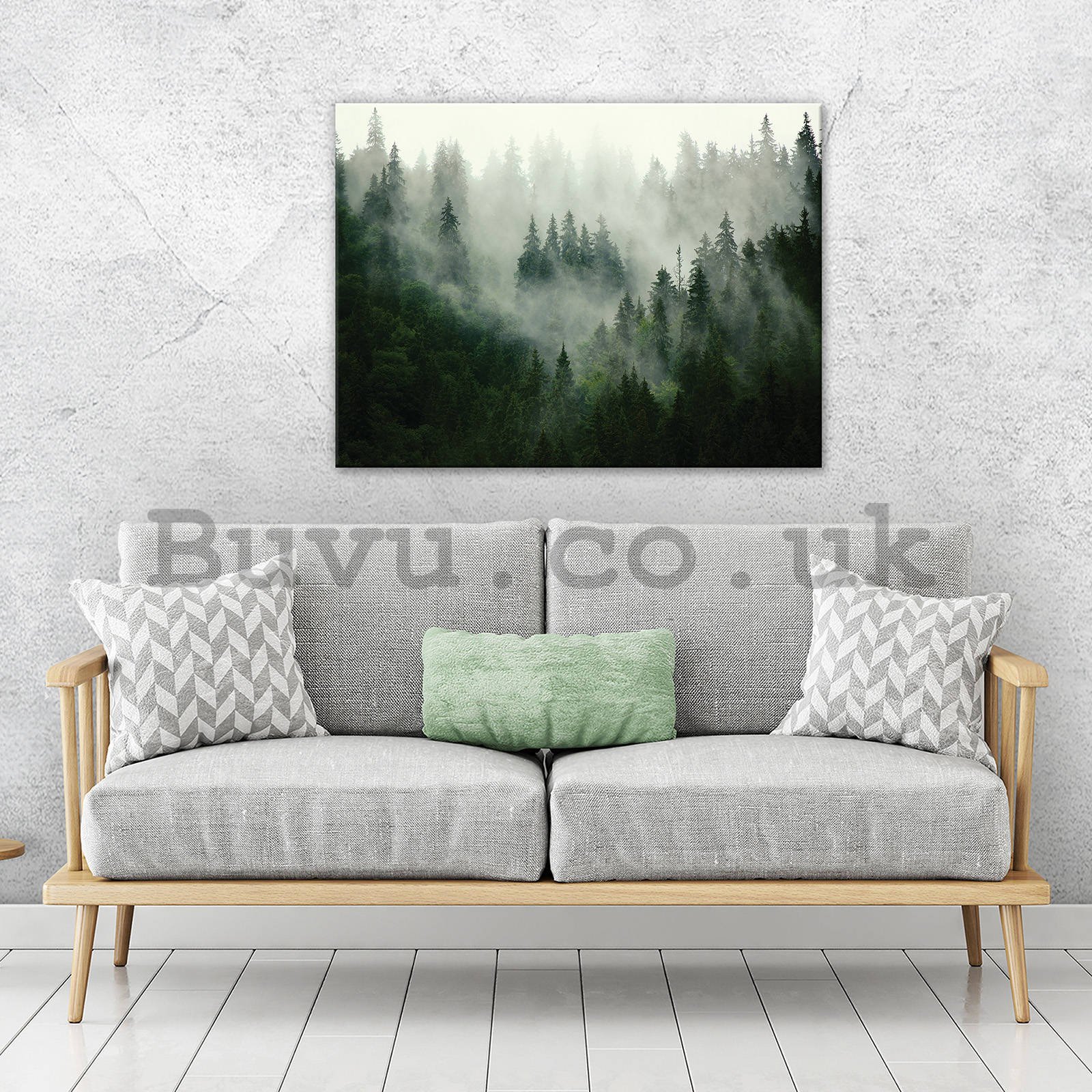 Painting on canvas: Fog over the forest (1) - 100x75 cm