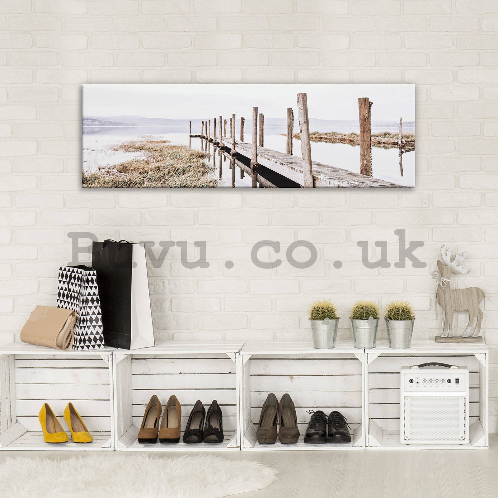 Painting on canvas: Wooden pier (2) - 145x45 cm