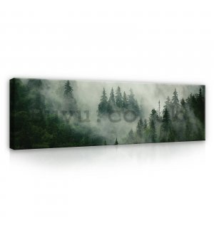 Painting on canvas: Fog over the forest (1) - 145x45 cm