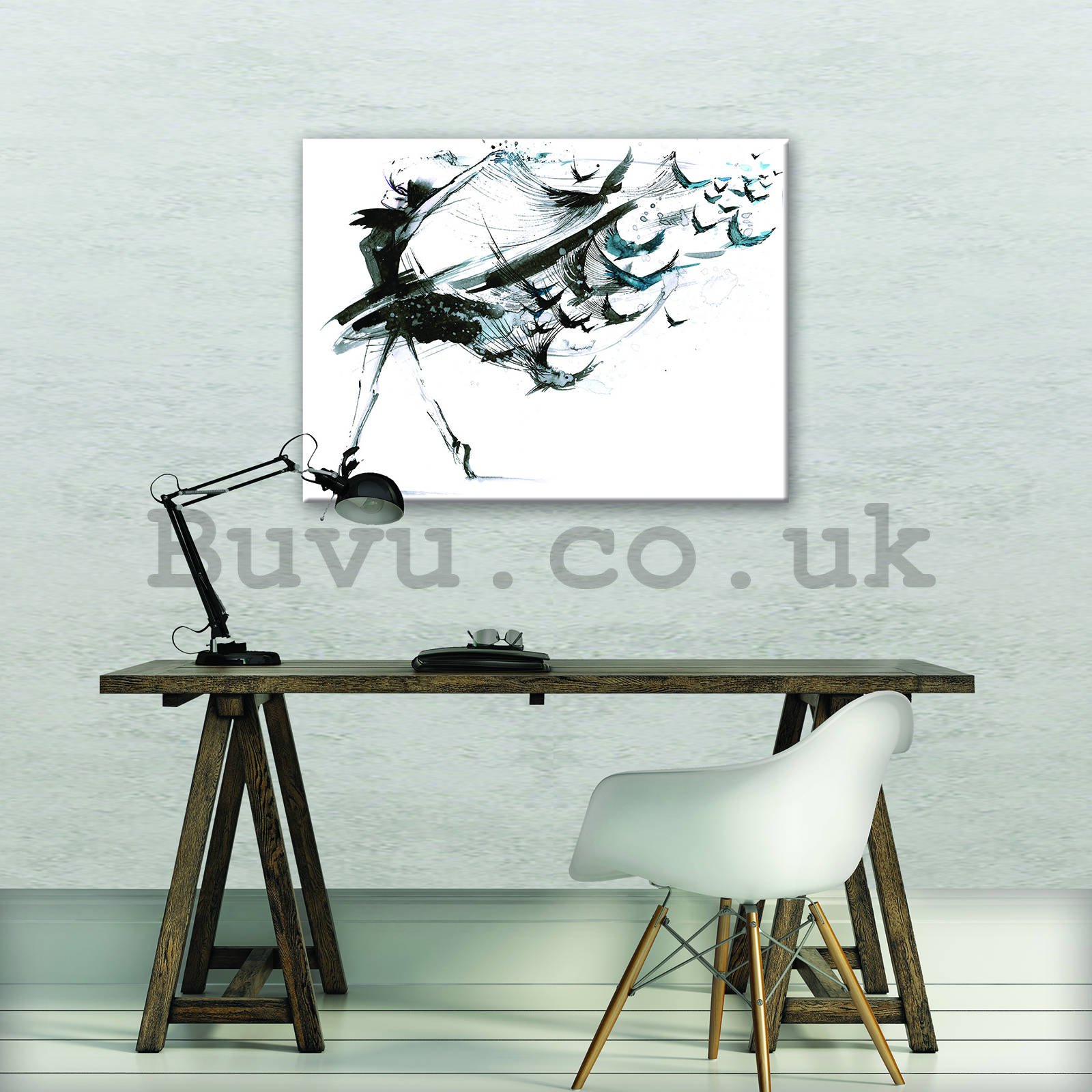 Painting on canvas: Dancing with birds - 80x60 cm
