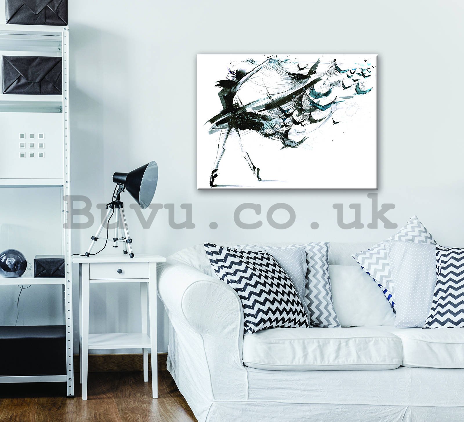 Painting on canvas: Dancing with birds - 80x60 cm