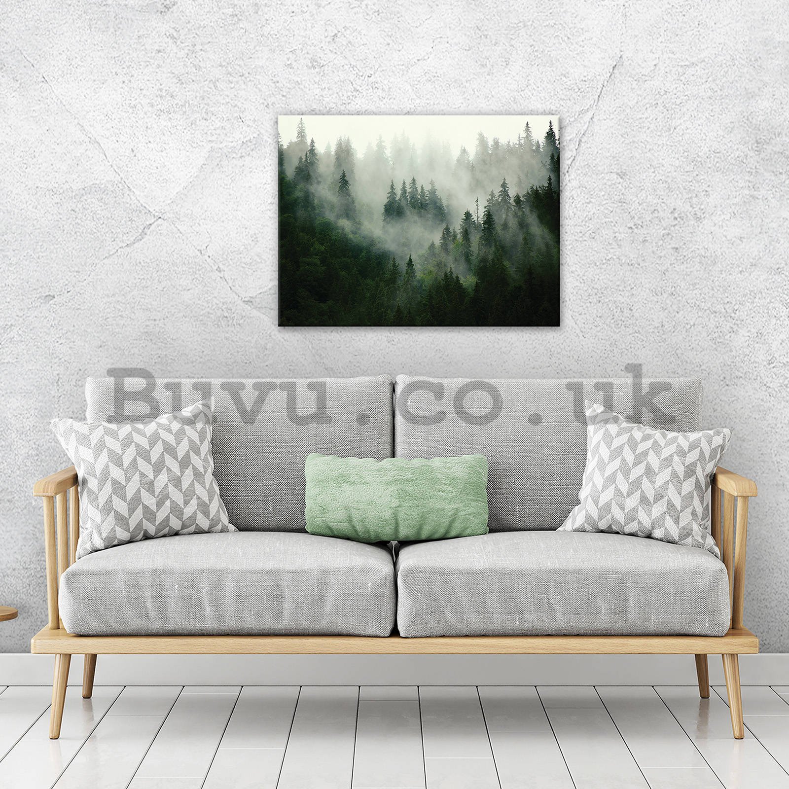 Painting on canvas: Fog over the forest (1) - 80x60 cm