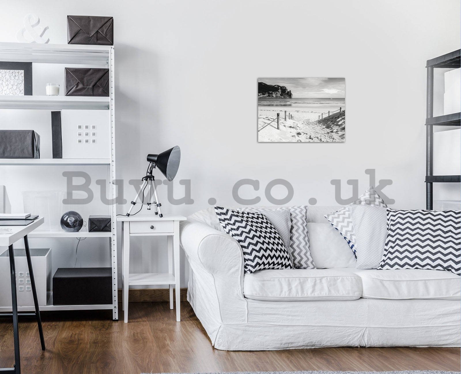 Painting on canvas: Sandy beach (black and white) - 80x60 cm