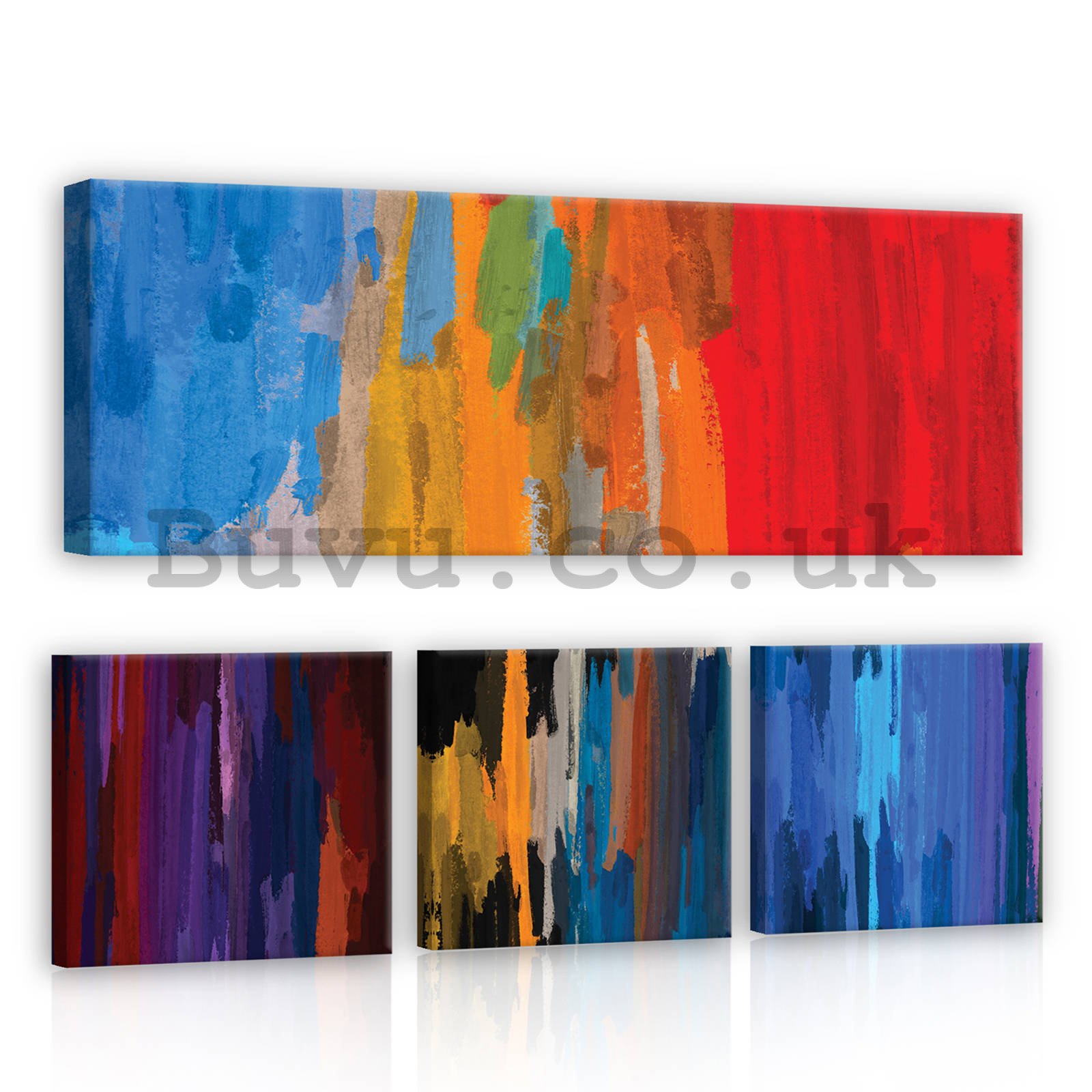 Painting on canvas: Brush strokes - set 1pc 80x30 cm and 3pc 25,8x24,8 cm