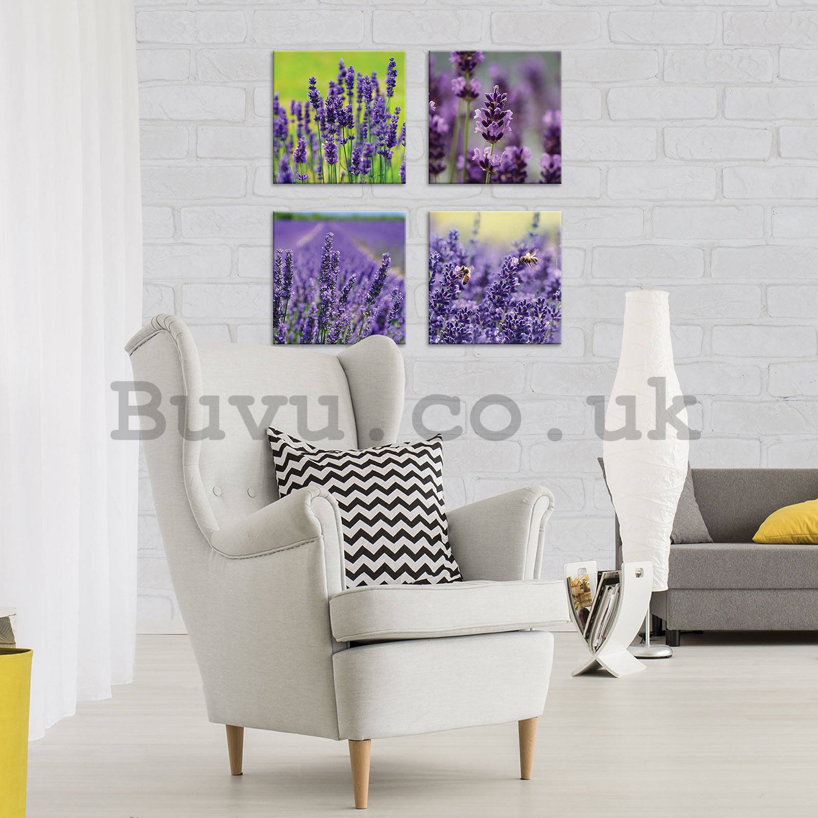 Painting on canvas: Lavender (3) - set 4pcs 25x25cm