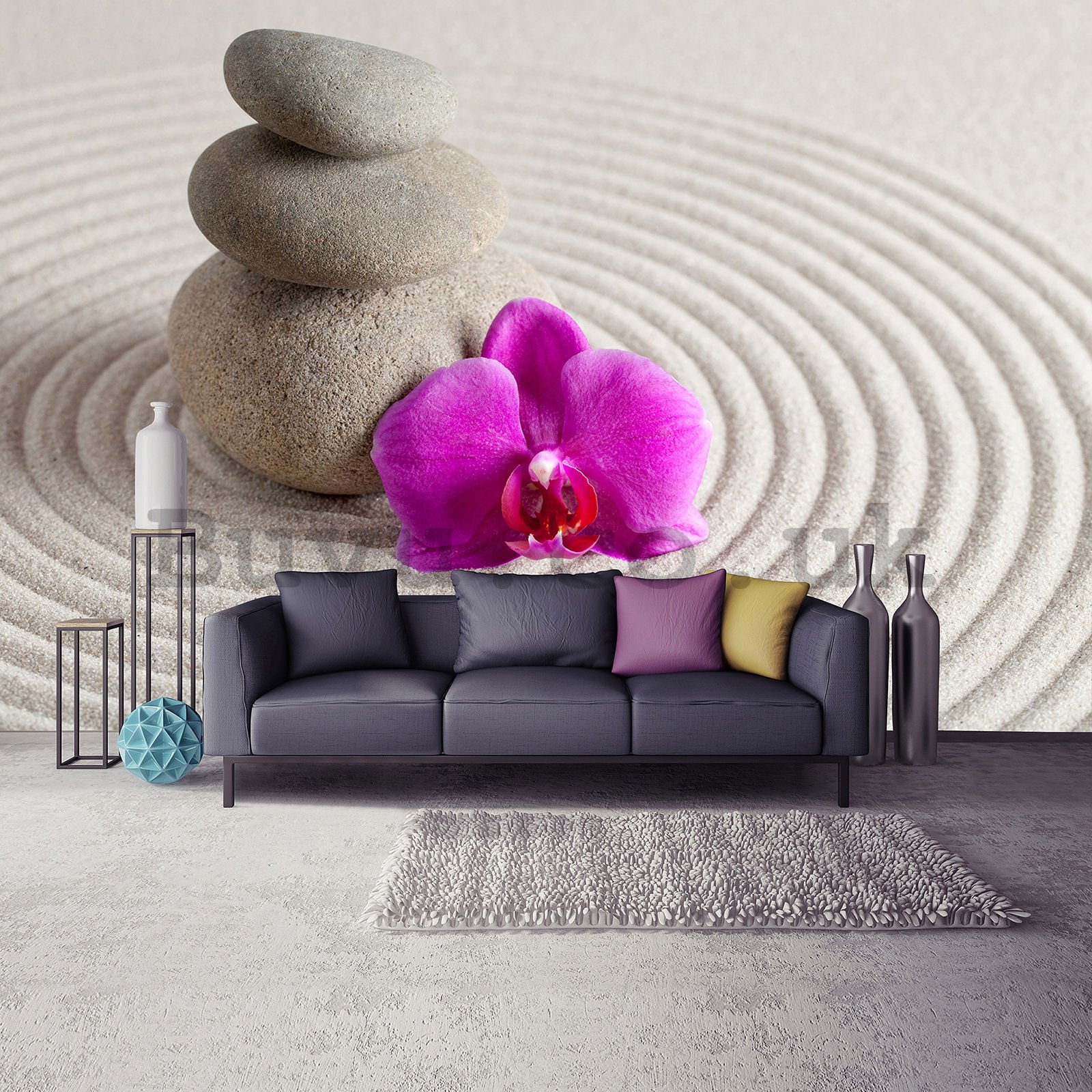 Wall mural vlies: Spa stones and orchid - 152,5x104 cm