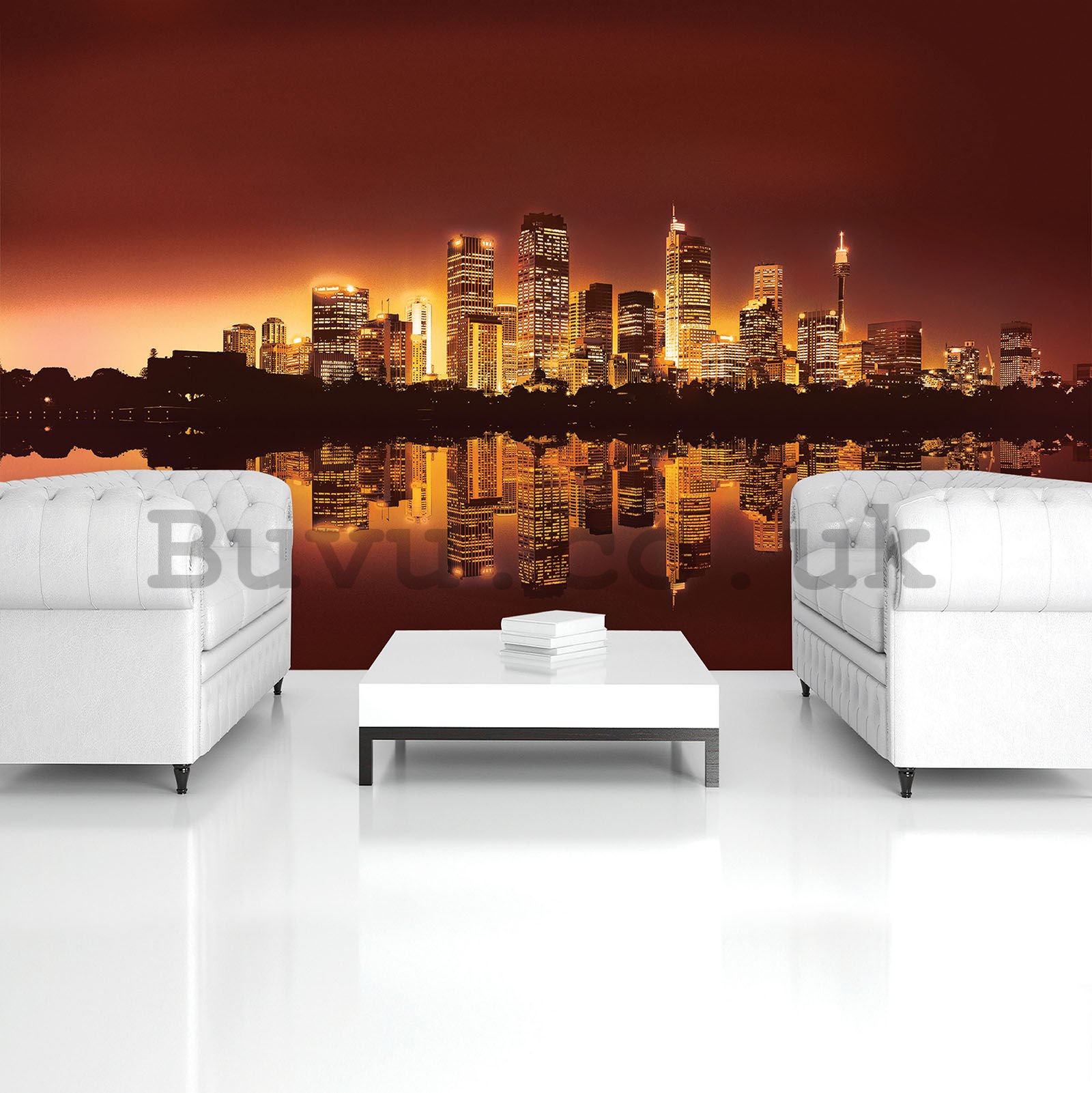 Wall mural vlies: View on the city (sunset) - 152,5x104 cm