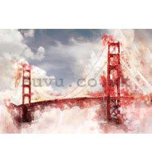 Wall mural vlies: Golden Gate Bridge (painted) - 104x70,5 cm