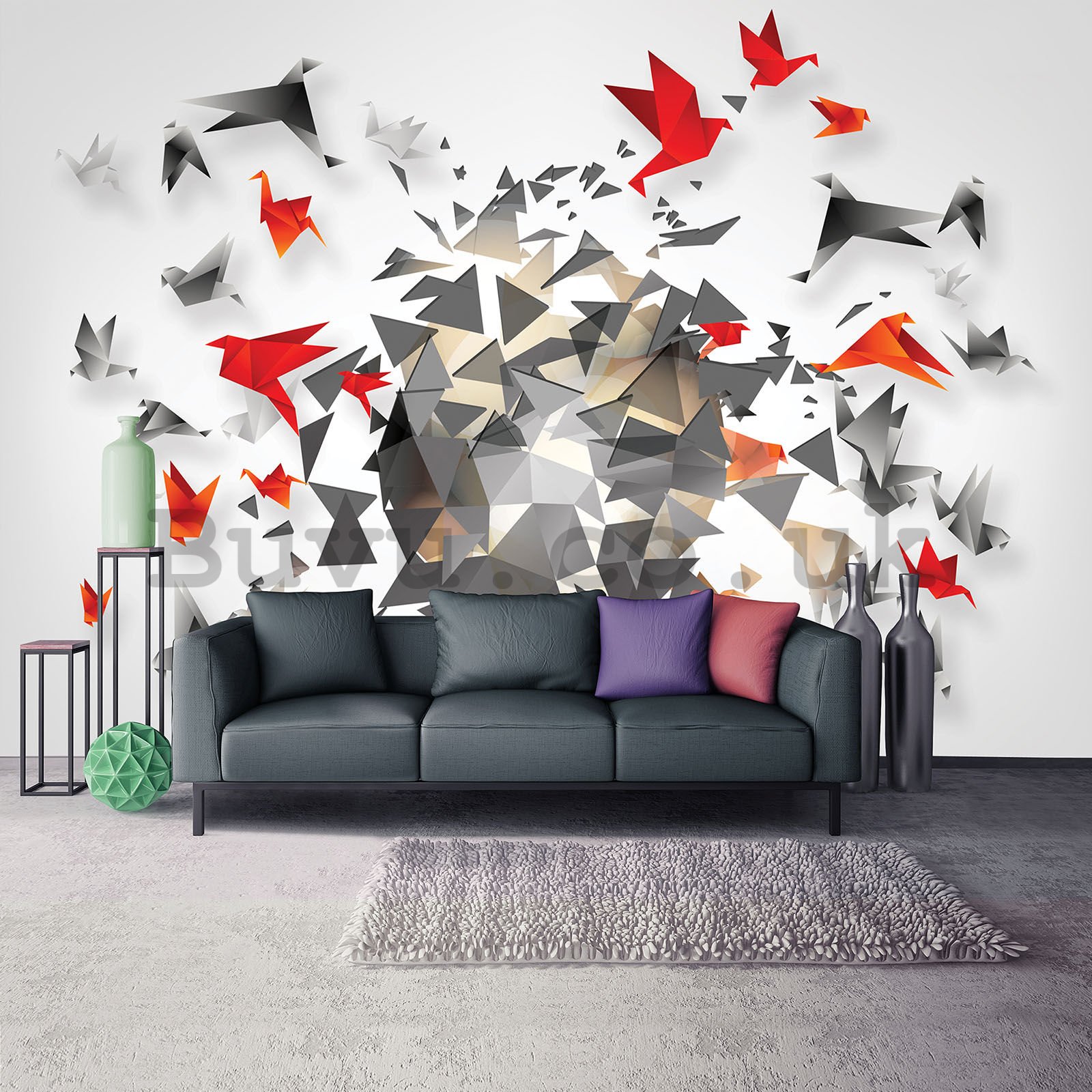 Wall mural vlies: Origami - 416x254 cm