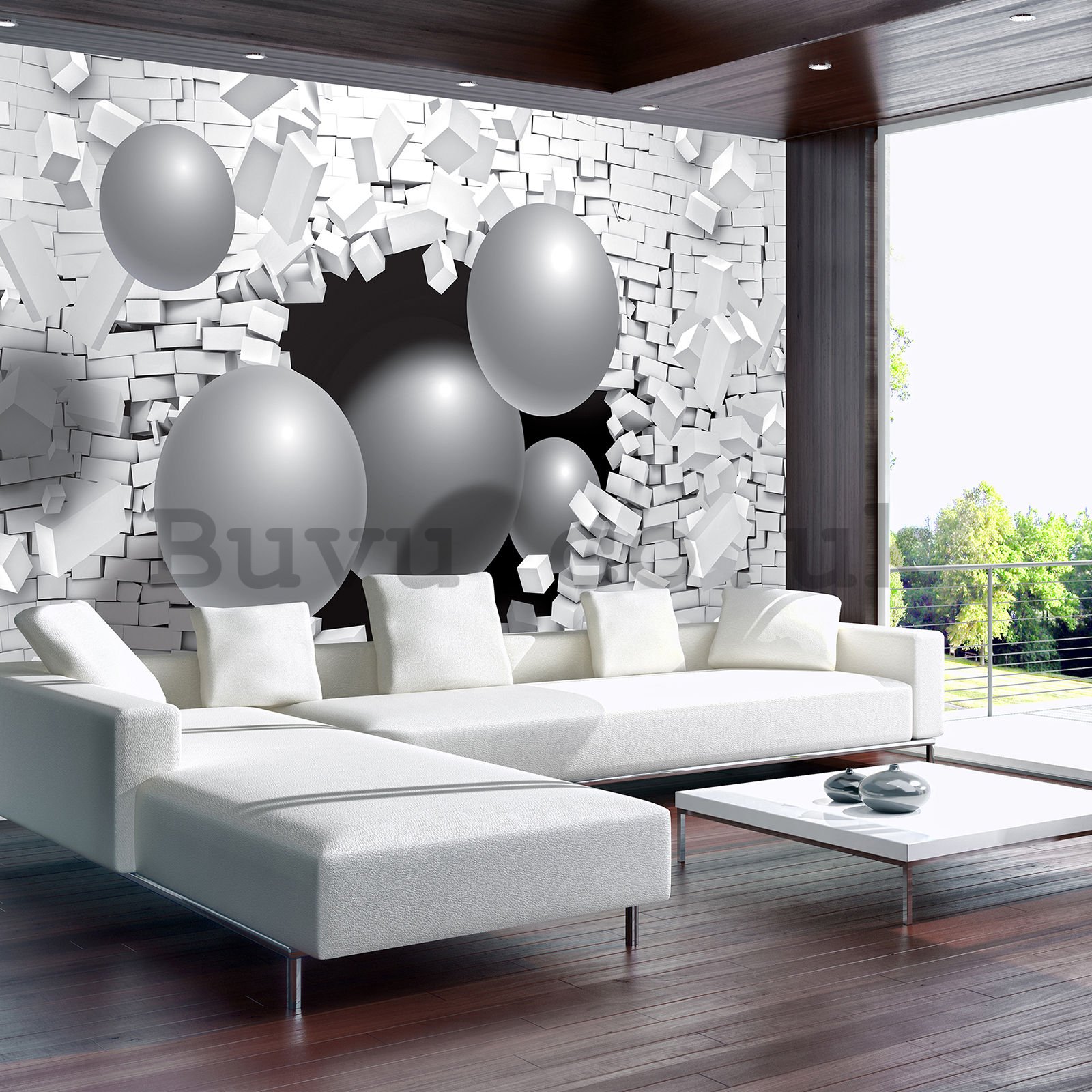 Wall mural: Spheres from a wall (1) - 254x184 cm