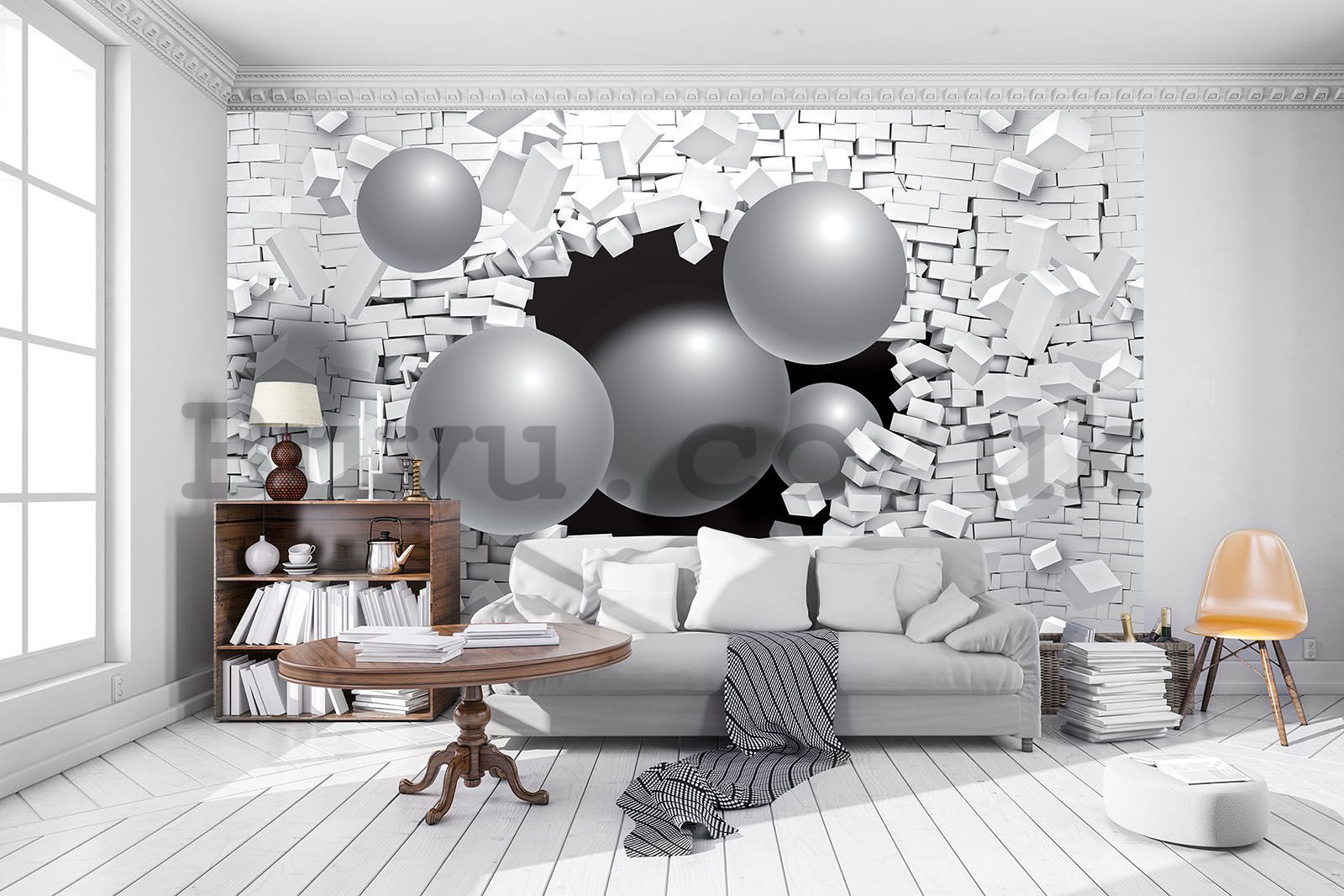 Wall mural: Spheres from a wall (1) - 254x184 cm