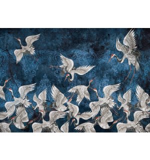 Wall mural vlies: Blue motif with cranes - 254x184 cm