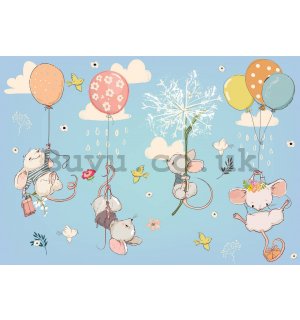 Wall mural vlies: Little mice in the clouds - 254x184 cm
