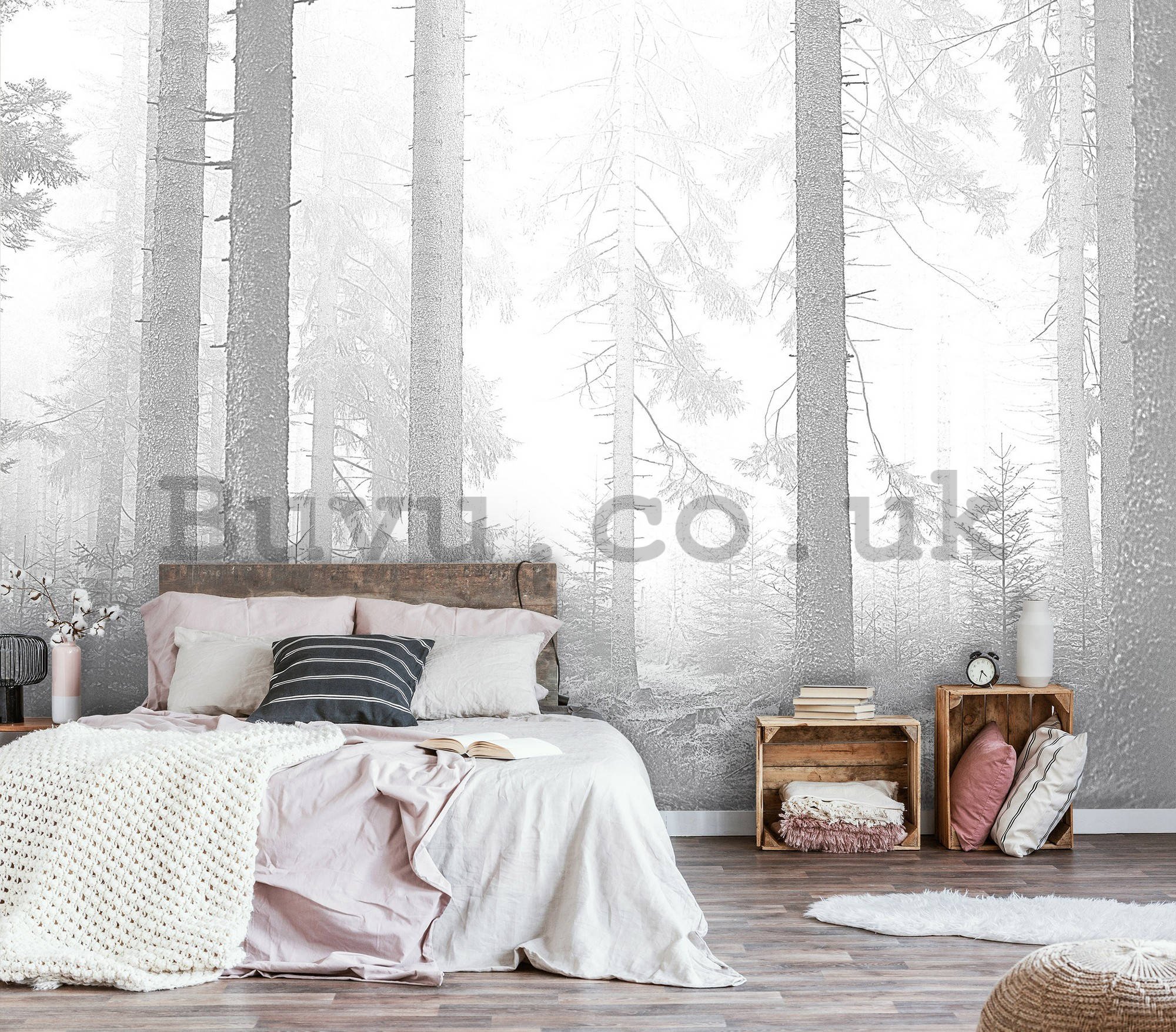 Wall mural vlies: Black and white forest (3) - 368x254 cm