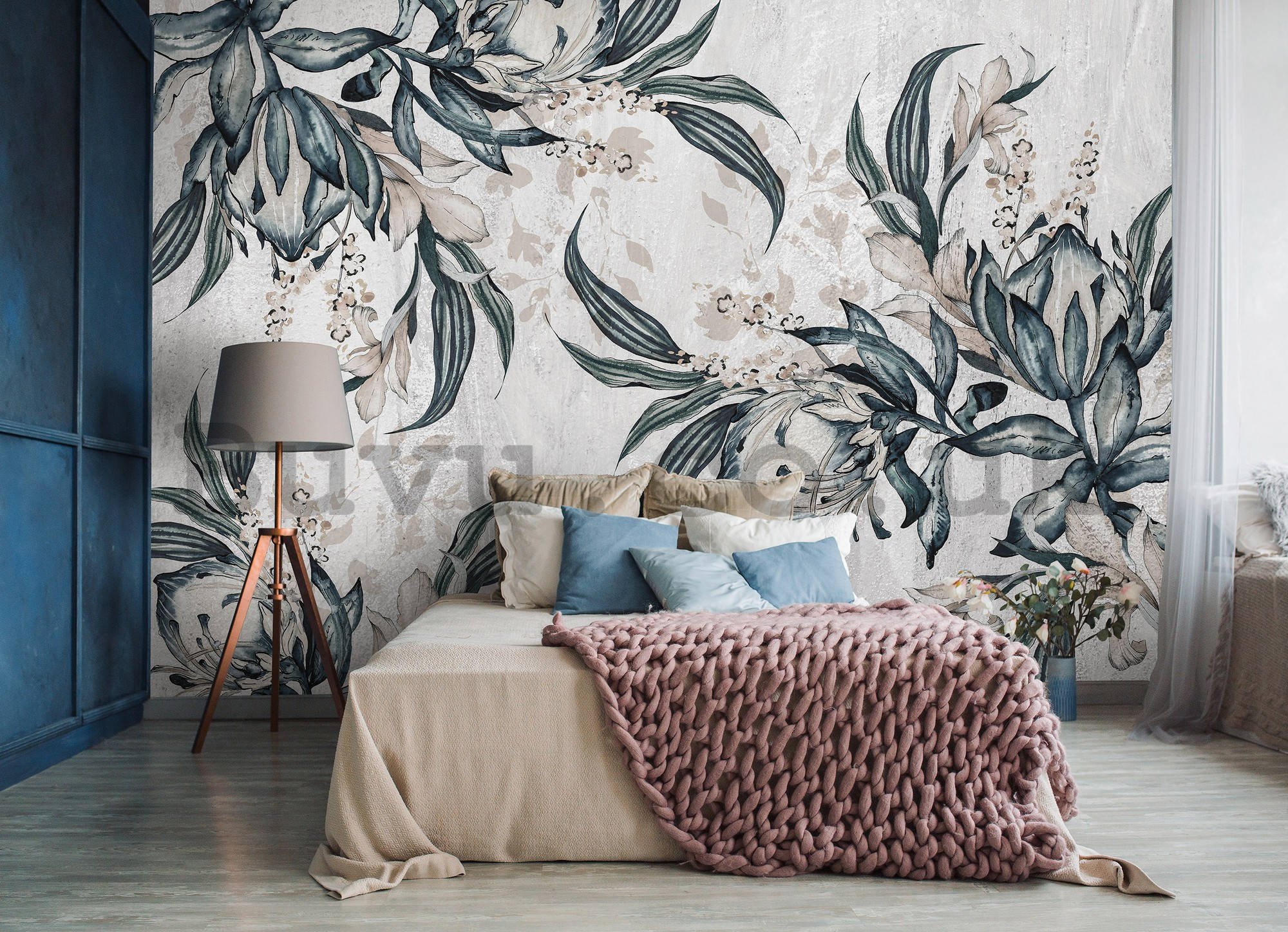 Wall mural vlies: Painted flowers (3) - 368x254 cm