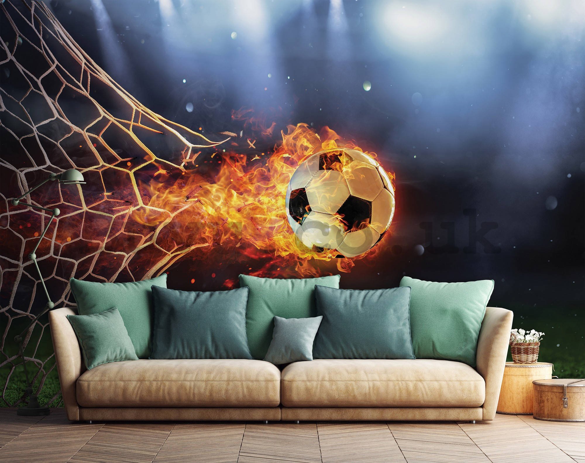 Wall mural vlies: Fiery football goal - 416x254 cm