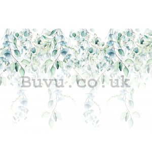 Wall mural vlies: Painted turquoise climbing plants - 416x254 cm