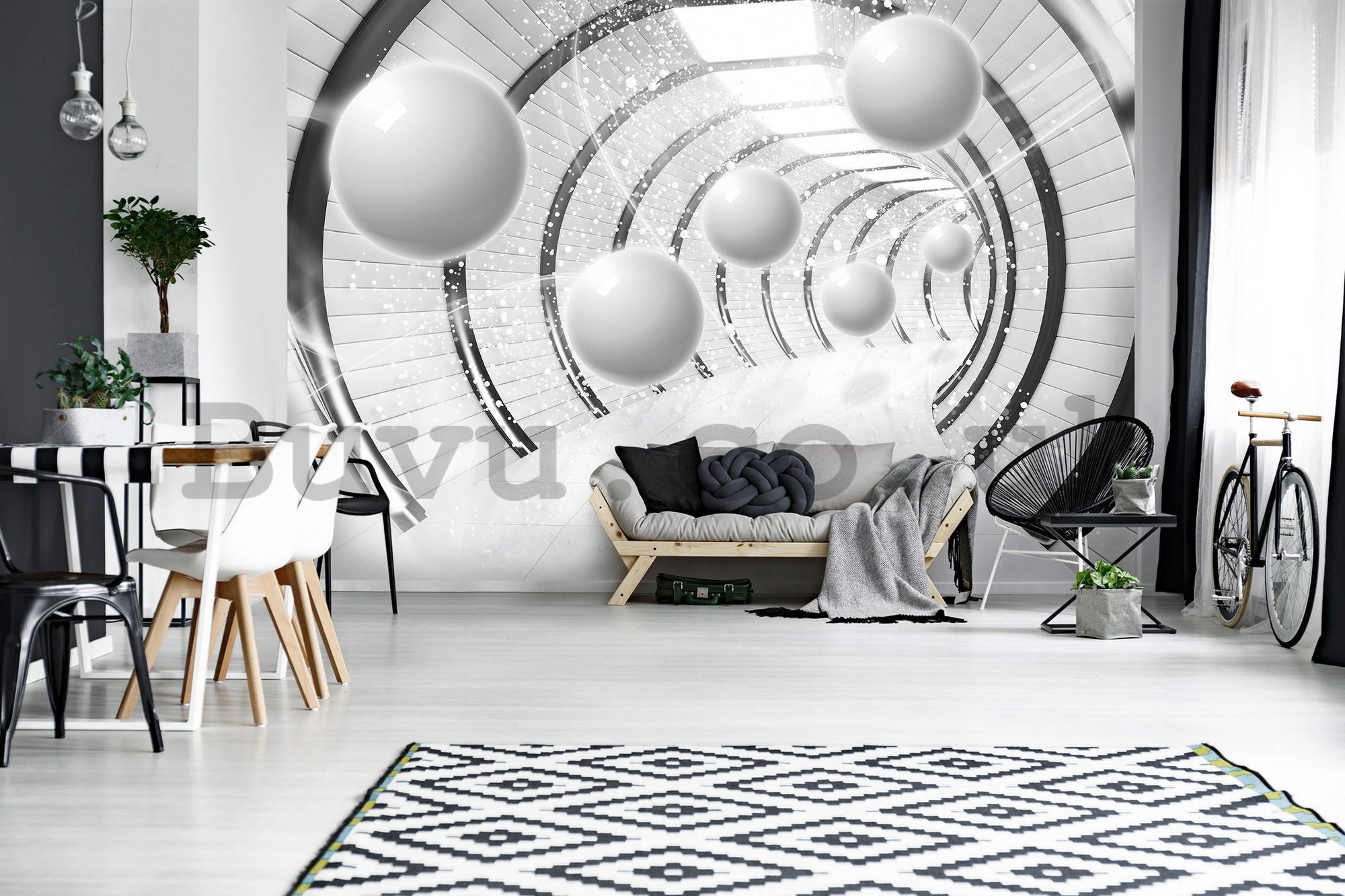 Wall mural vlies: Spheres in the tunnel - 416x254 cm