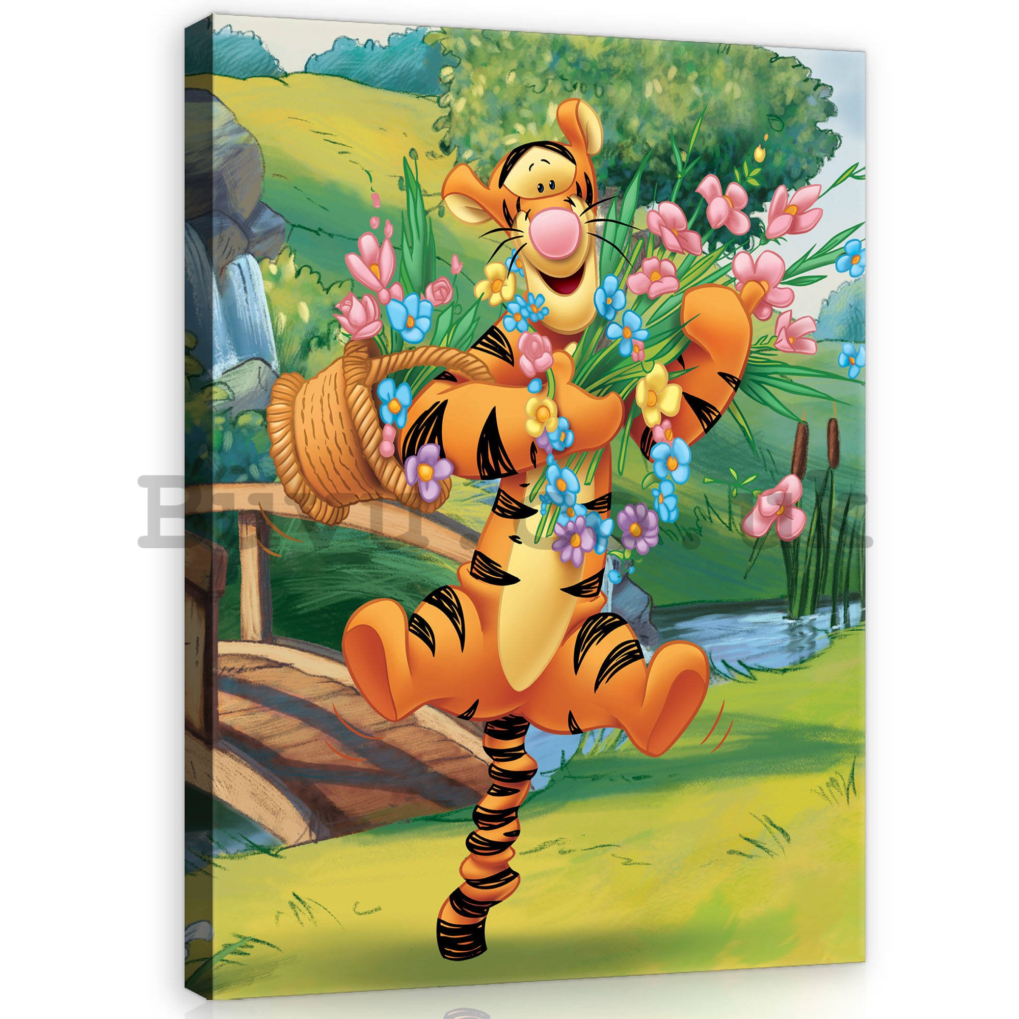 Painting on canvas: Winnie the Pooh (Tiger and flowers)  - 75x100 cm
